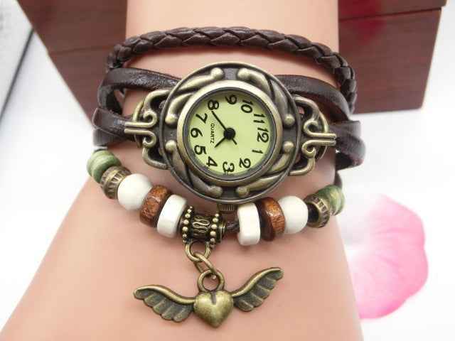 Vintage Flying Heart Bracelet Watch - Casual Pendant Belt Timepiece